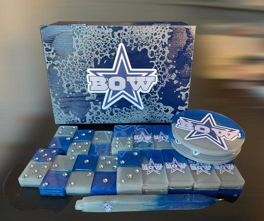 Custom Dominoes with Custom Wood Box (NO HANDLE)